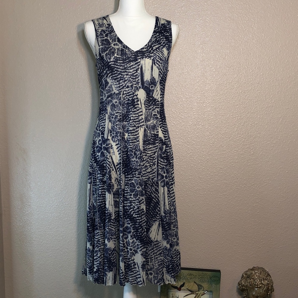 Coldwater Creek Blue and Cream Dress